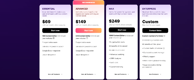 pricing plans for surfer